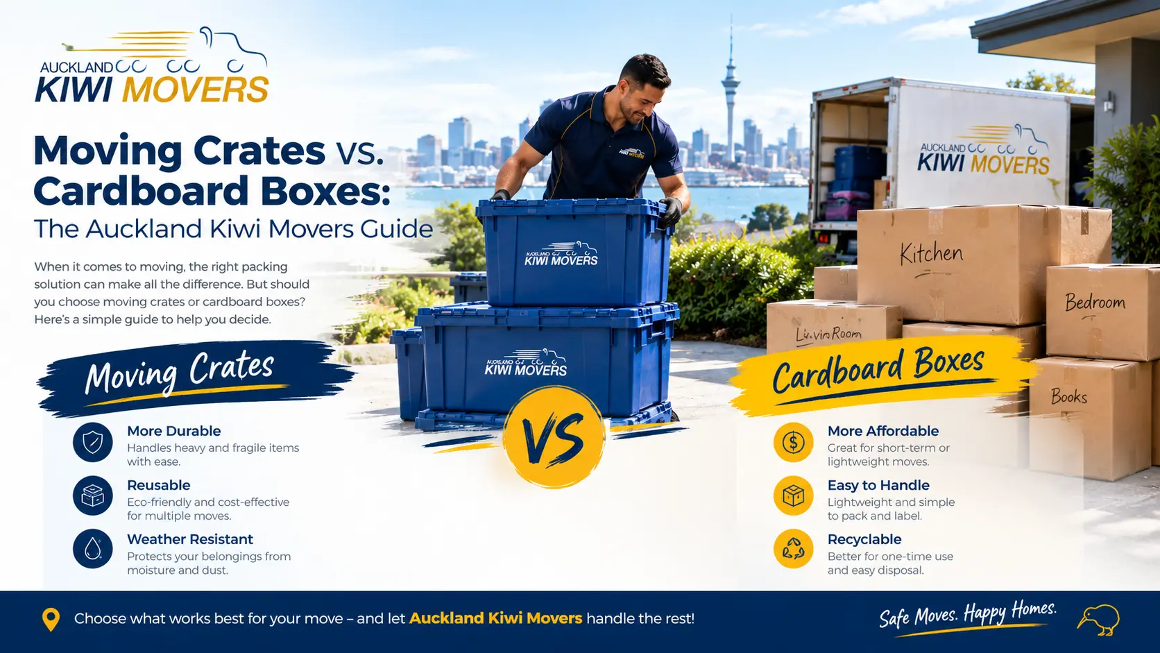 Moving Crates vs. Cardboard Boxes: The Auckland Kiwi Movers Guide